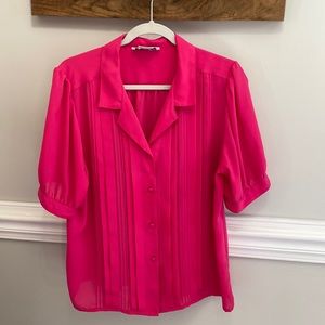Bright pink Blouse Allison Smith size 16 Vintage EUC Pleated front